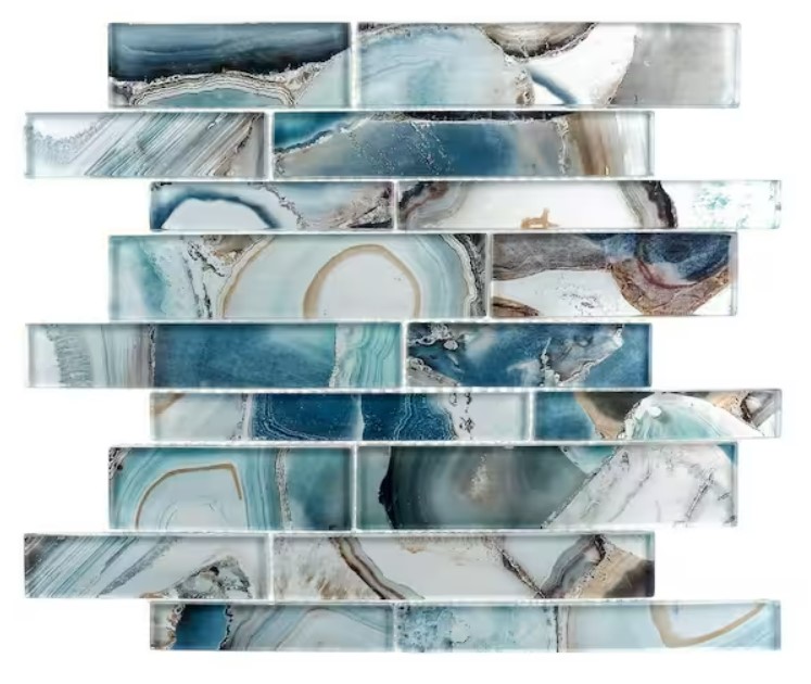 How many rows are on each backsplash glass tile from Bella's Magical Forest Series?